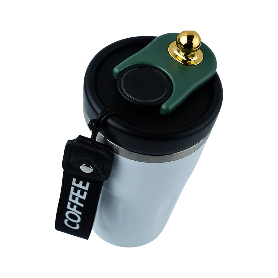 Temperature Display Coffee Mug With Easy Grip Strap | Hot & Cold